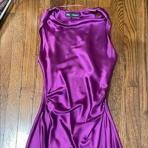 Zara Pink and Purple long  satin effect Dress